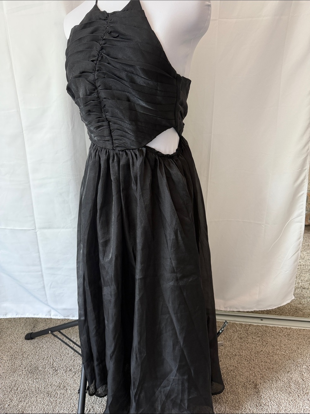 Tran Ali Black Halter Fit-and-Flare Dress